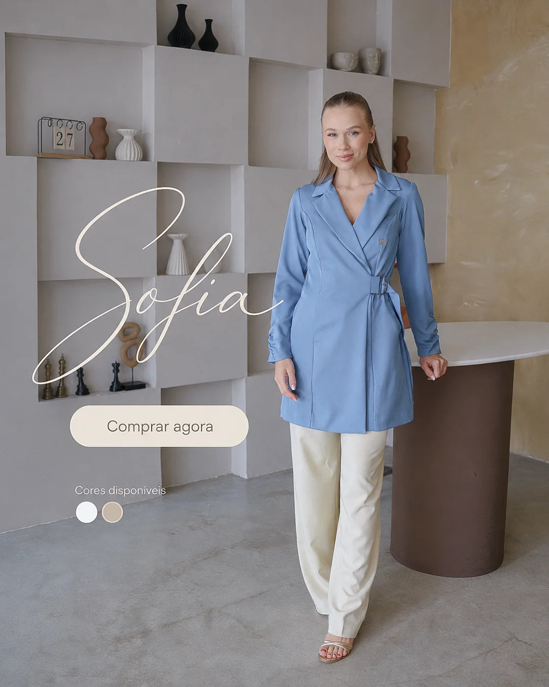 lançamento jaleco feminino sofia acinturado em várias cores